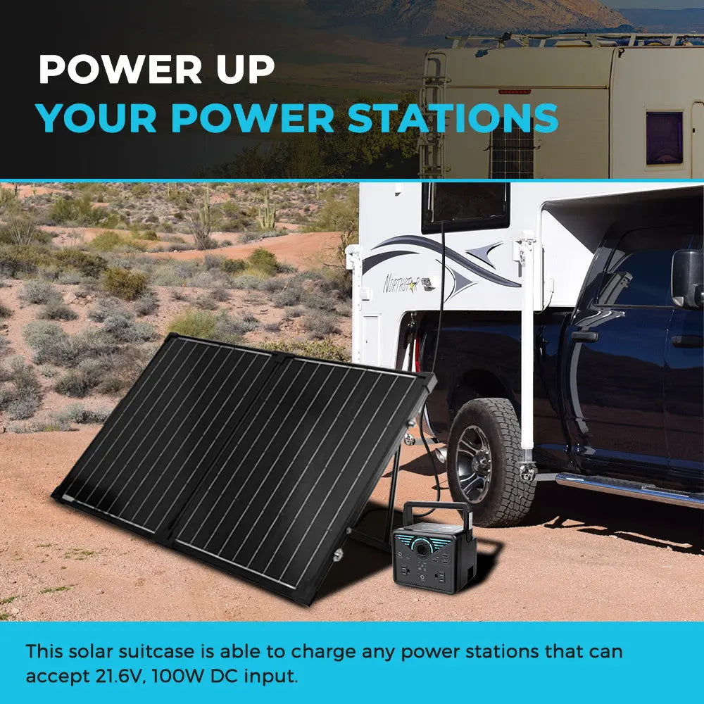 Renogy 100W Compact Suitcase Portable Solar Panel with ShadowFlux Anti-Shading Technology