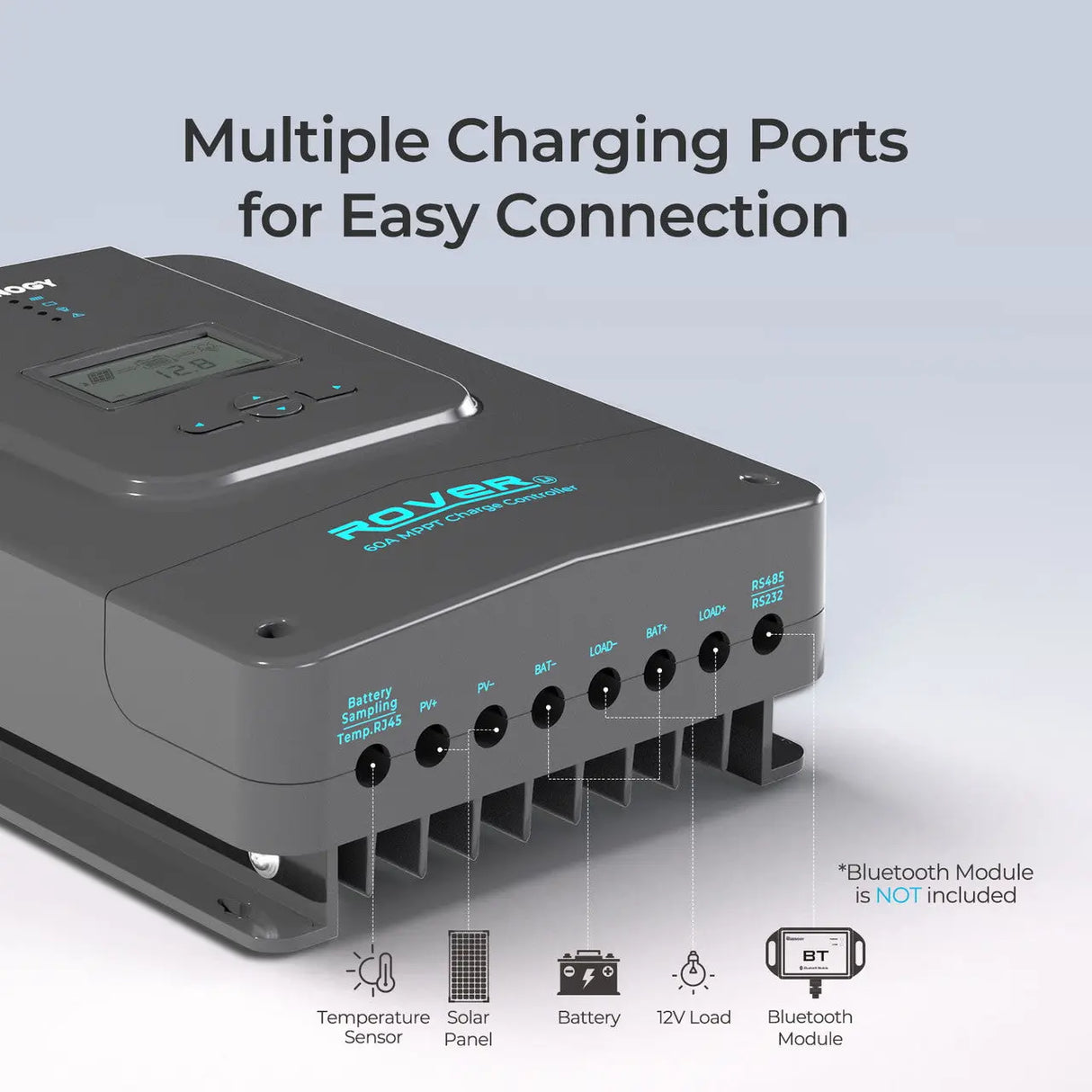 Renogy Rover 60A MPPT Solar Charge Controller for 12V/24V/36V/48V Systems with RS232 & RS485