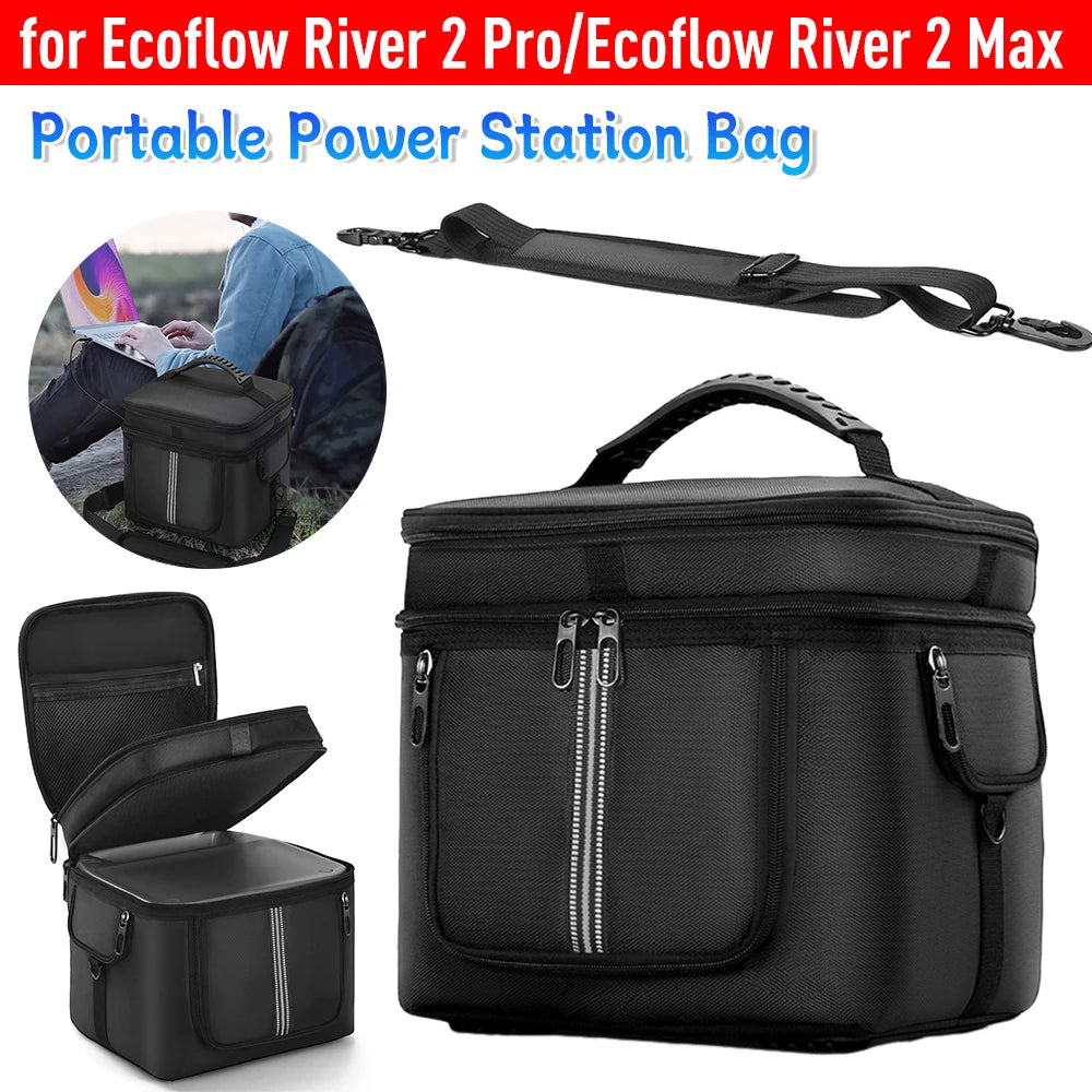 Portable Power Station Bag Waterproof Protective Case with Shoulder Strap & Handle for Ecoflow River 2 Pro & Ecoflow River 2 Max -  SolarFlares Generators