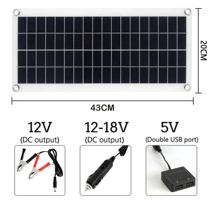 10W-15W portable dual USB solar panel with alligator clips and car charger