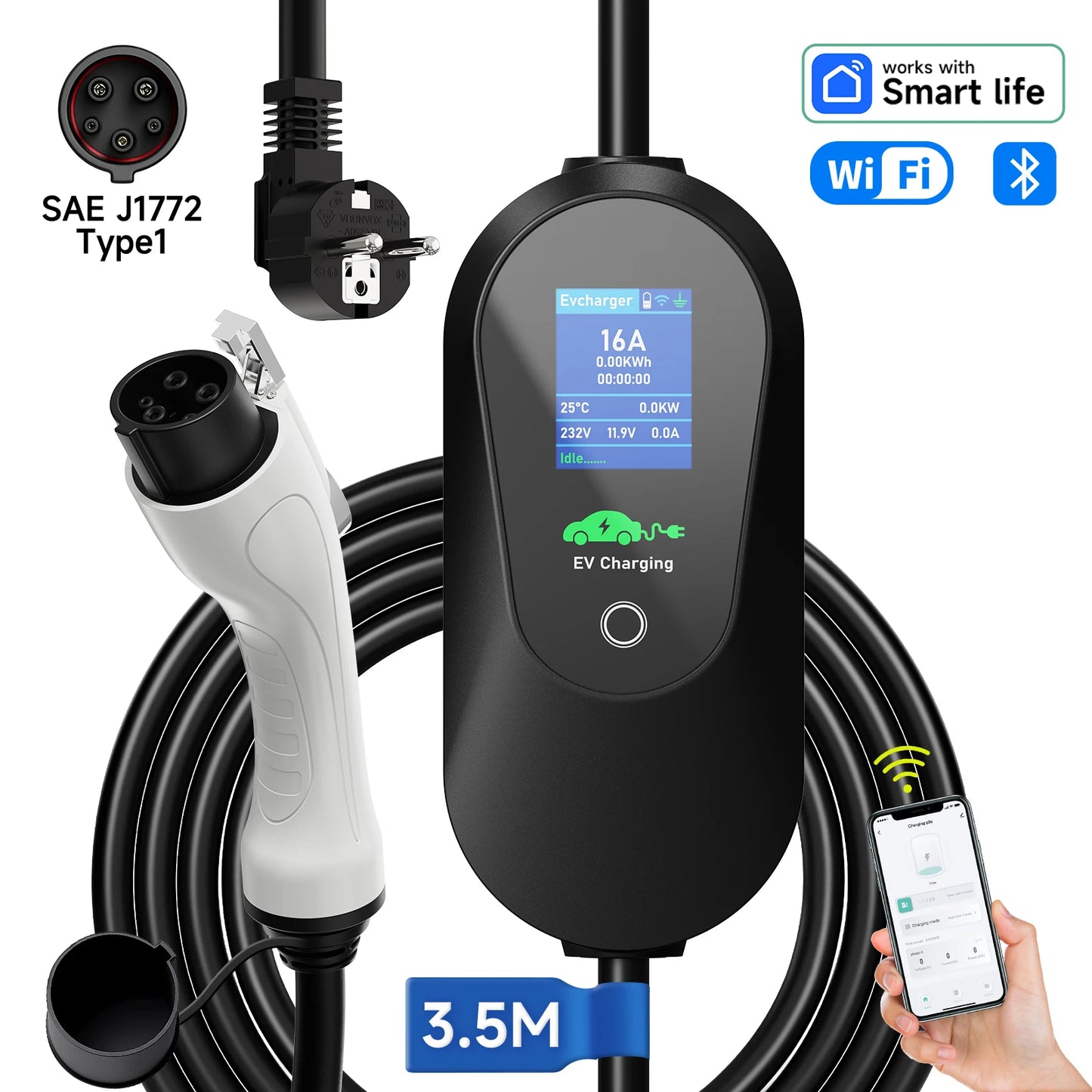 3.6KW WiFi Portable EV Charger