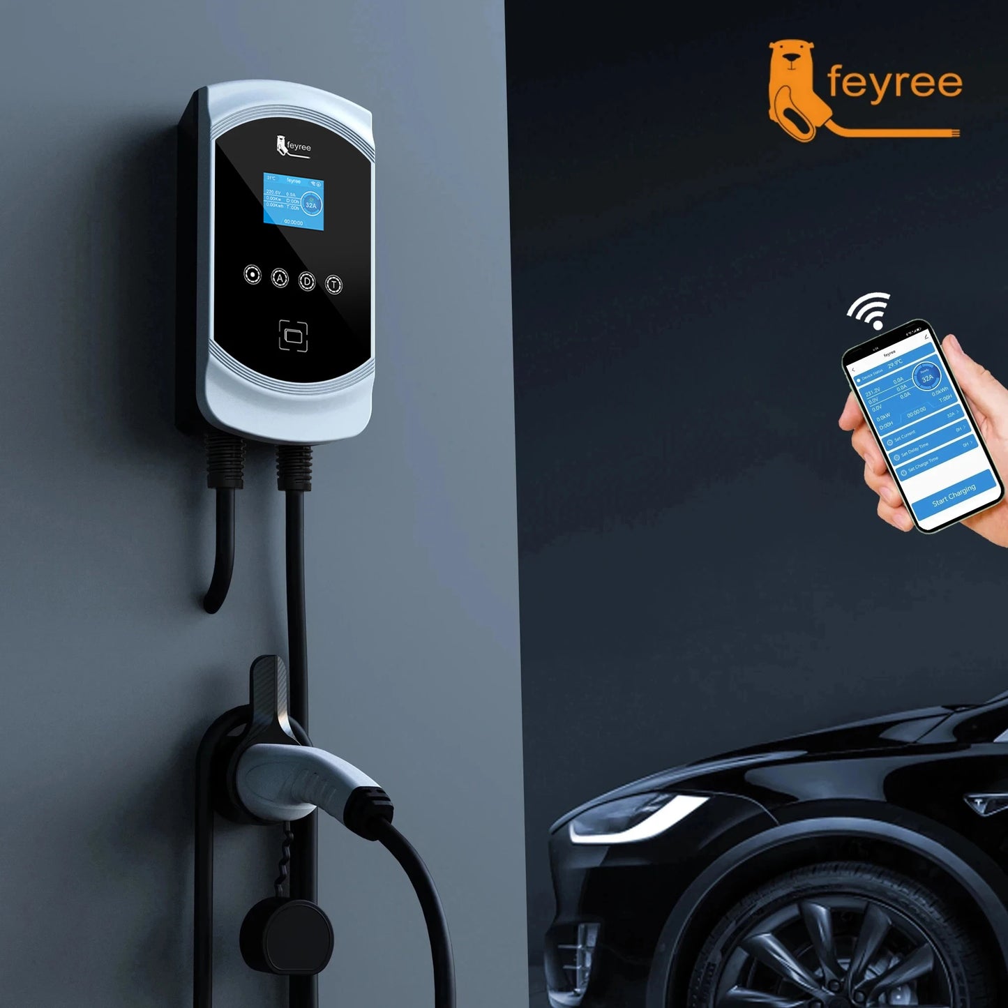 feyree 32A WiFi EV Wall Charger