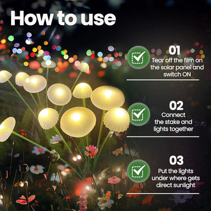 Solar Mushroom Garden Lights Dual Mode for Garden Ambiance