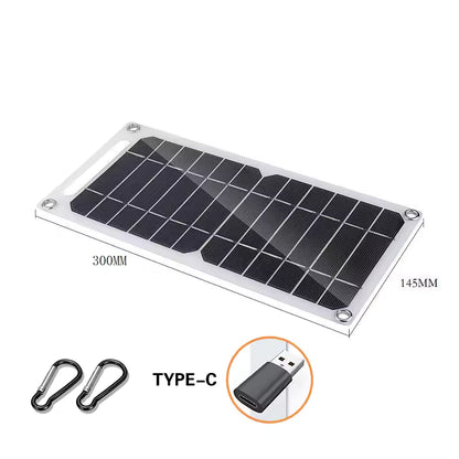 30W Portable Solar Panel USB Type-C Waterproof Charging Panel for Hiking, Camping & Outdoor Use