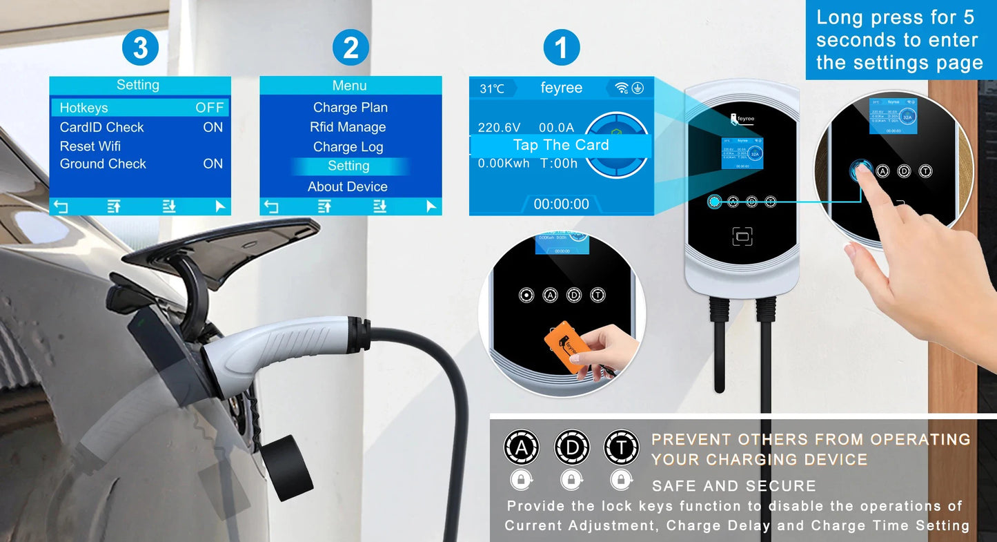 feyree 32A WiFi EV Wall Charger