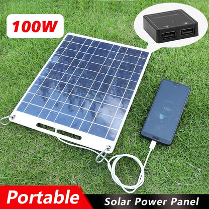 100W Solar Plate – 5V Flexible Solar Panel with Dual USB Ports for Outdoor Charging -  SolarFlares Generators
