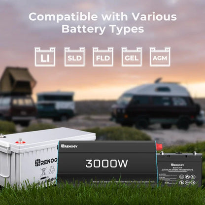 Onduleur à onde sinusoïdale pure Renogy 3000W 12V - Commutateur automatique UPS | VR hors réseau
