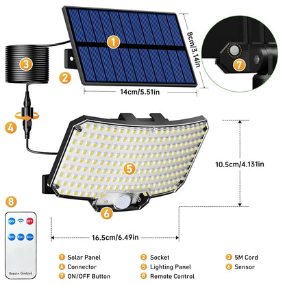 Bright solar Motion sensor outdoor lights with remote