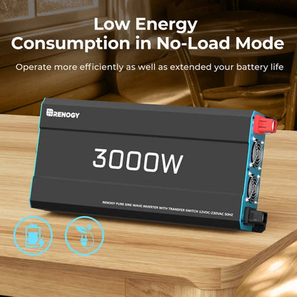 Onduleur à onde sinusoïdale pure Renogy 3000W 12V - Commutateur automatique UPS | VR hors réseau