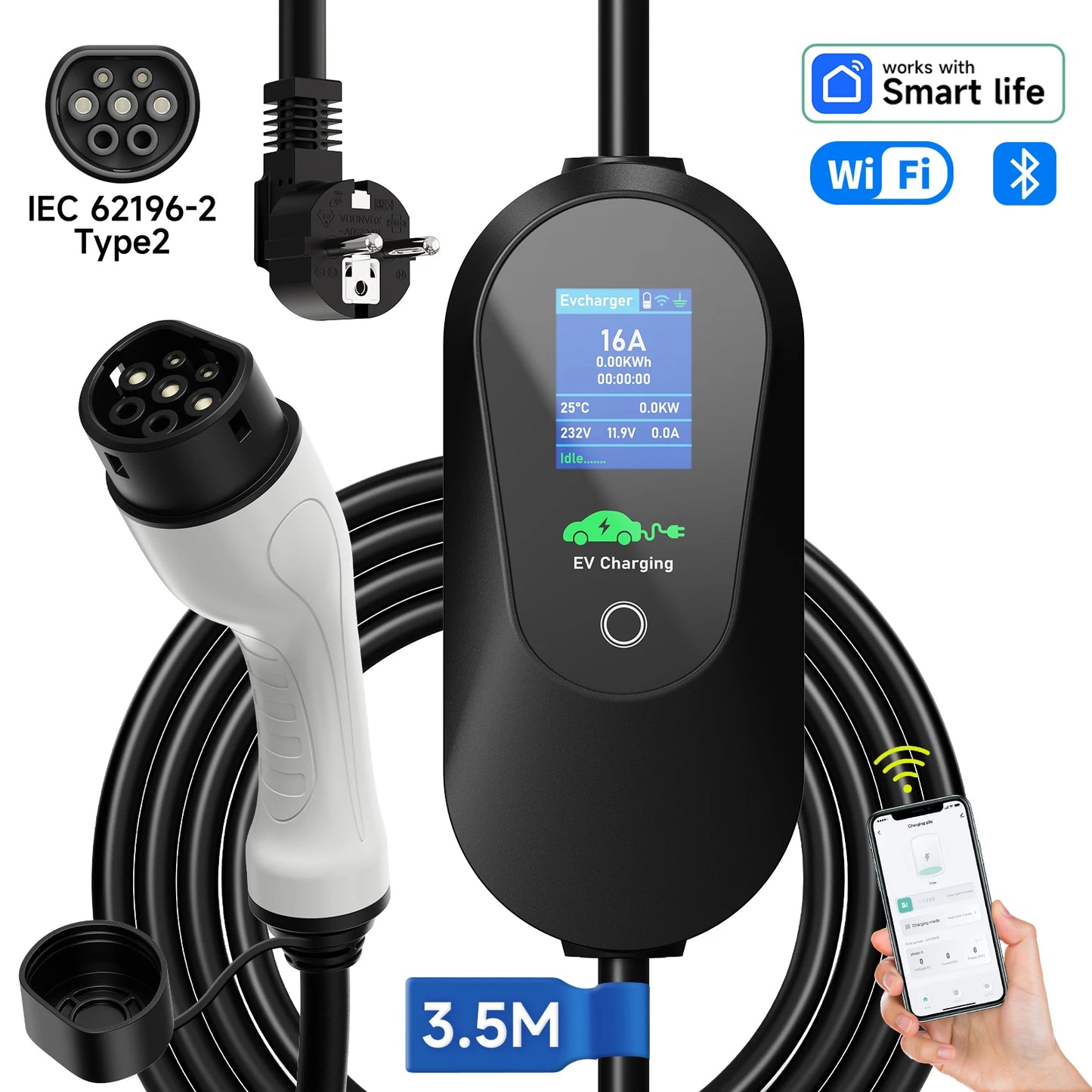 3.6KW WiFi Portable EV Charger