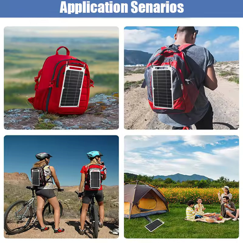 30W Portable Solar Panel USB Type-C Waterproof Charging Panel for Hiking, Camping & Outdoor Use