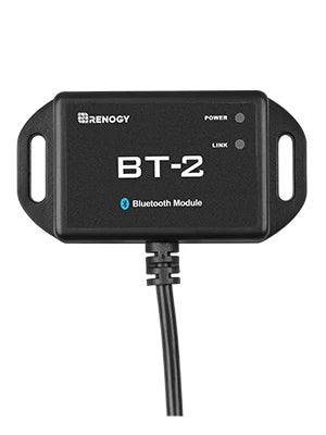 Renogy BT-2 Bluetooth module for solar generator monitoring, compact black device with cable