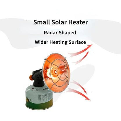 Small solar heater with radar-shaped design and wider heating surface on a white background