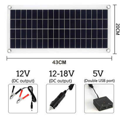10W-15W portable dual USB solar panel with alligator clips and car charger