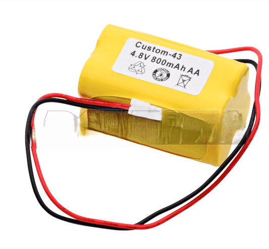 4.8V 800mAh NiCd replacement battery for Simkar 6600012 emergency lighting. Reliable rechargeable power source with durable wiring and connector.