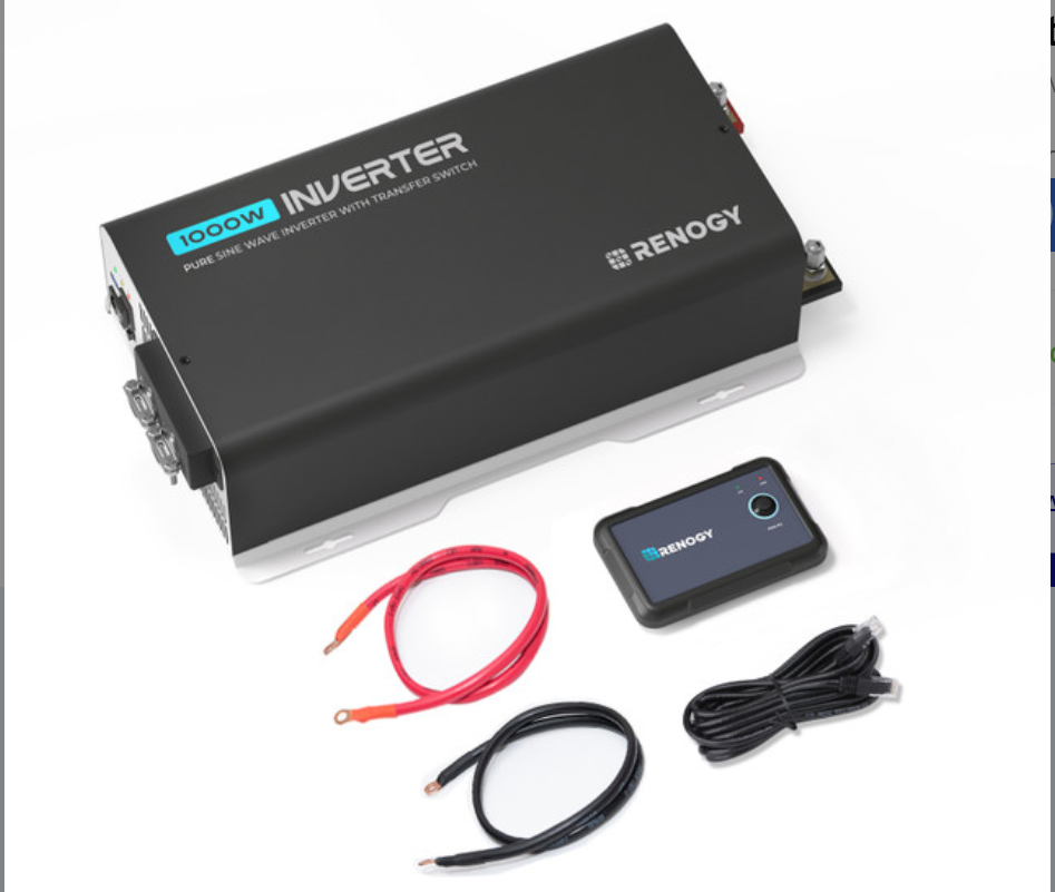 1000W pure sine wave inverter with cables, remote and wiring for solar power systems
