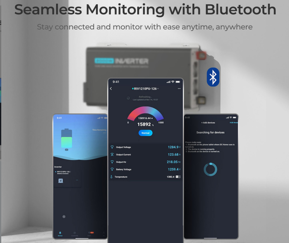 PUH - 12V 3000W Pure Sine Wave Inverter with UPS Transfer Switch and Built-in Bluetooth -  SolarFlares Generators