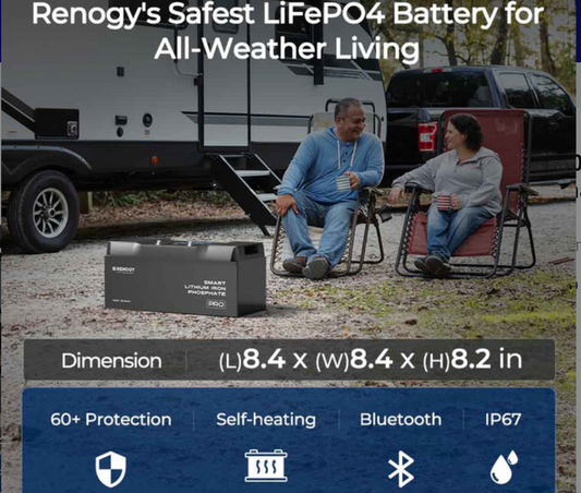 Pro- 12V 100Ah Smart Lithium Iron Phosphate Battery w/ Bluetooth & Self-Heating -  SolarFlares Generators