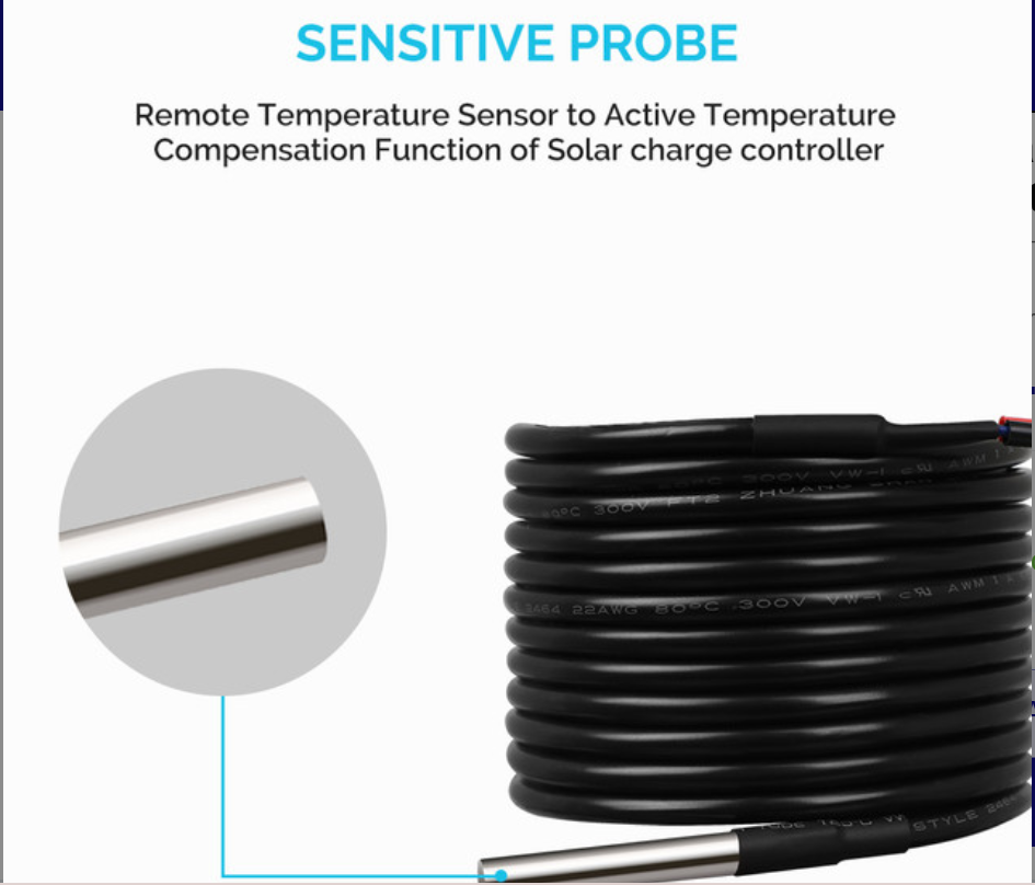Battery Temperature Sensor for Renogy Solar Charge Controllers -  SolarFlares Generators