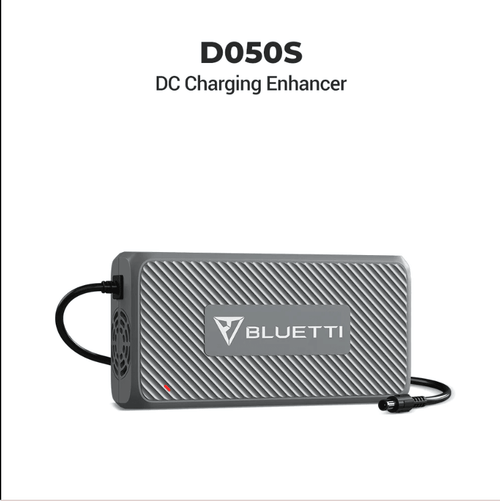 Bluetti D050S DC charging enhancer device for solar generator, gray with textured panel