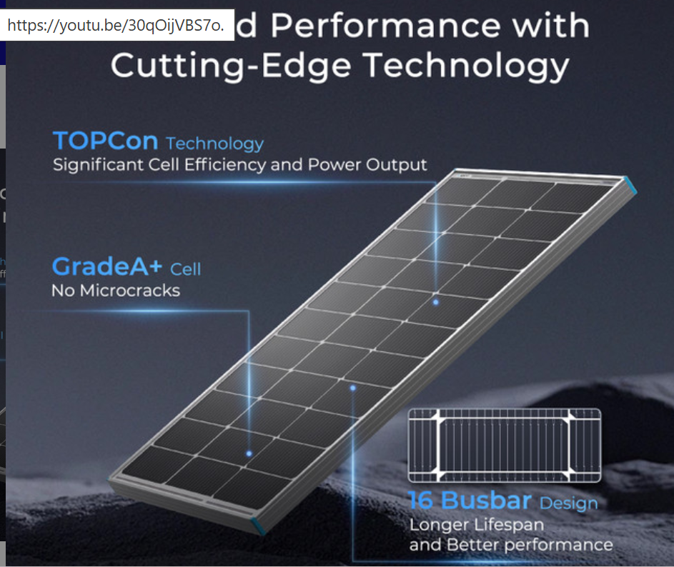Renogy 16BB N-Type 100 Watt Solar Panel