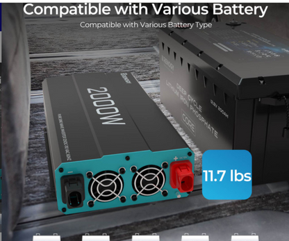 12V 2KW 120V Pure Sine Wave Battery Inverter With Transfer Switch