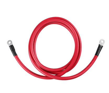 Red solar generator battery cable with ring terminal connectors for renewable energy kits