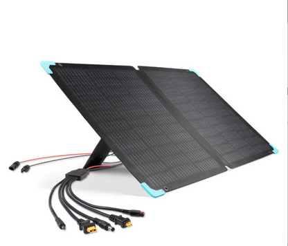 Portable foldable solar panel with connectors for renewable energy kits