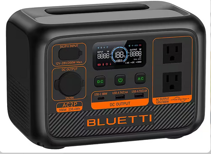 BLUETTI AC2P Portable Power Station 230.4Wh LiFePO4 300W Pure Sine Wave Solar Generator
