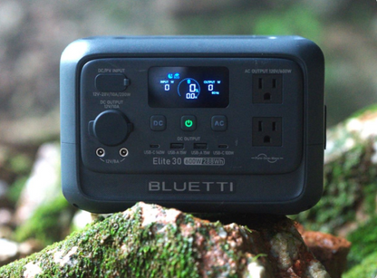Bluetti Elite 30 portable power station with handle, 288Wh LiFePO4 battery, 600W output, and multiple charging ports