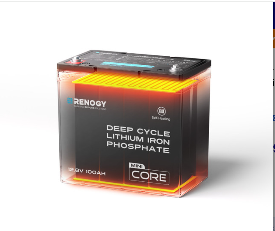 Renogy DuoHeat Tech - Core Mini 12V 100Ah Lithium Iron Phosphate Battery
