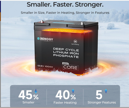 Renogy DuoHeat Tech - Core Mini 12V 100Ah Lithium Iron Phosphate Battery