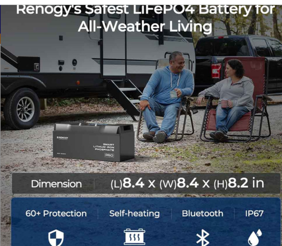 Pro- 12V 200Ah Smart Lithium Iron Phosphate Battery w/ Bluetooth & Self-Heating