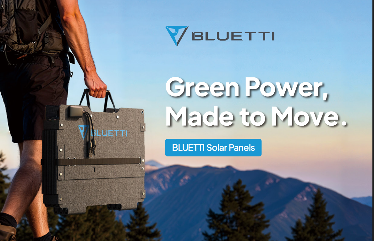 Bluetti PV200 200W foldable solar panel with kickstands, monocrystalline cells, and MC4 connector for portable charging