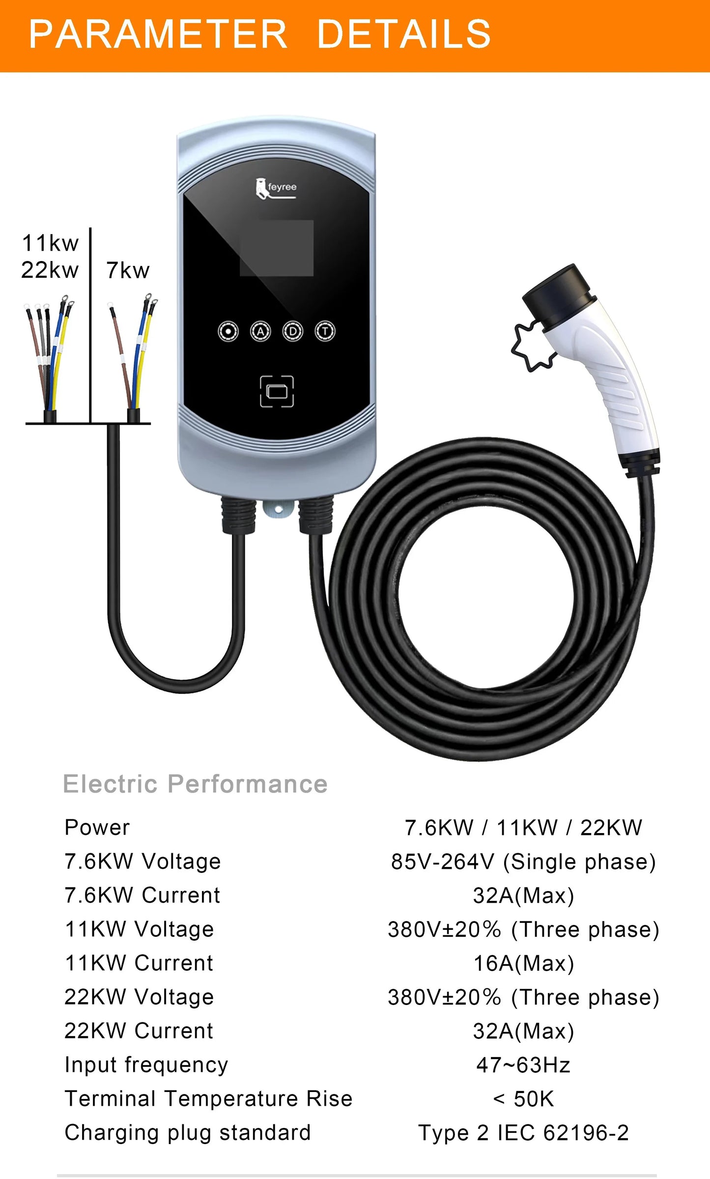 feyree 32A WiFi EV Wall Charger