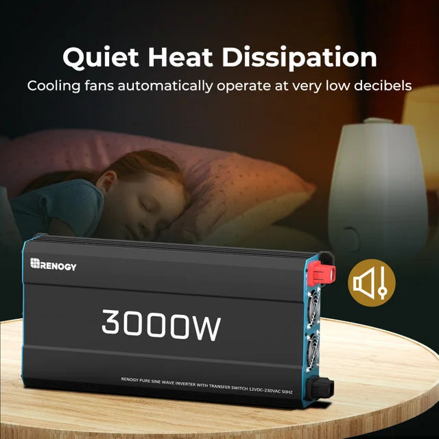 Onduleur à onde sinusoïdale pure Renogy 3000W 12V - Commutateur automatique UPS | VR hors réseau