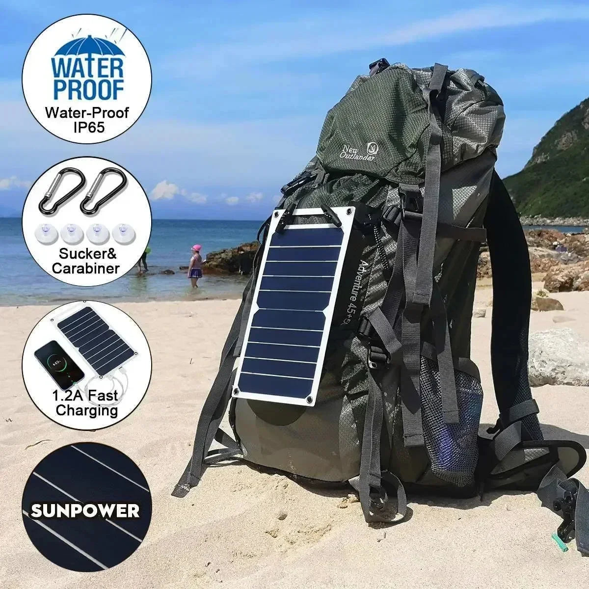 35W SunPower Portable Solar Panel – 5V USB Solar Charger with Safe Stabilized Output for Phones, Power Banks, Outdoor Camping, Home, RV, and Travel – Lightweight & Foldable – Ideal Gift -  SolarFlares Generators