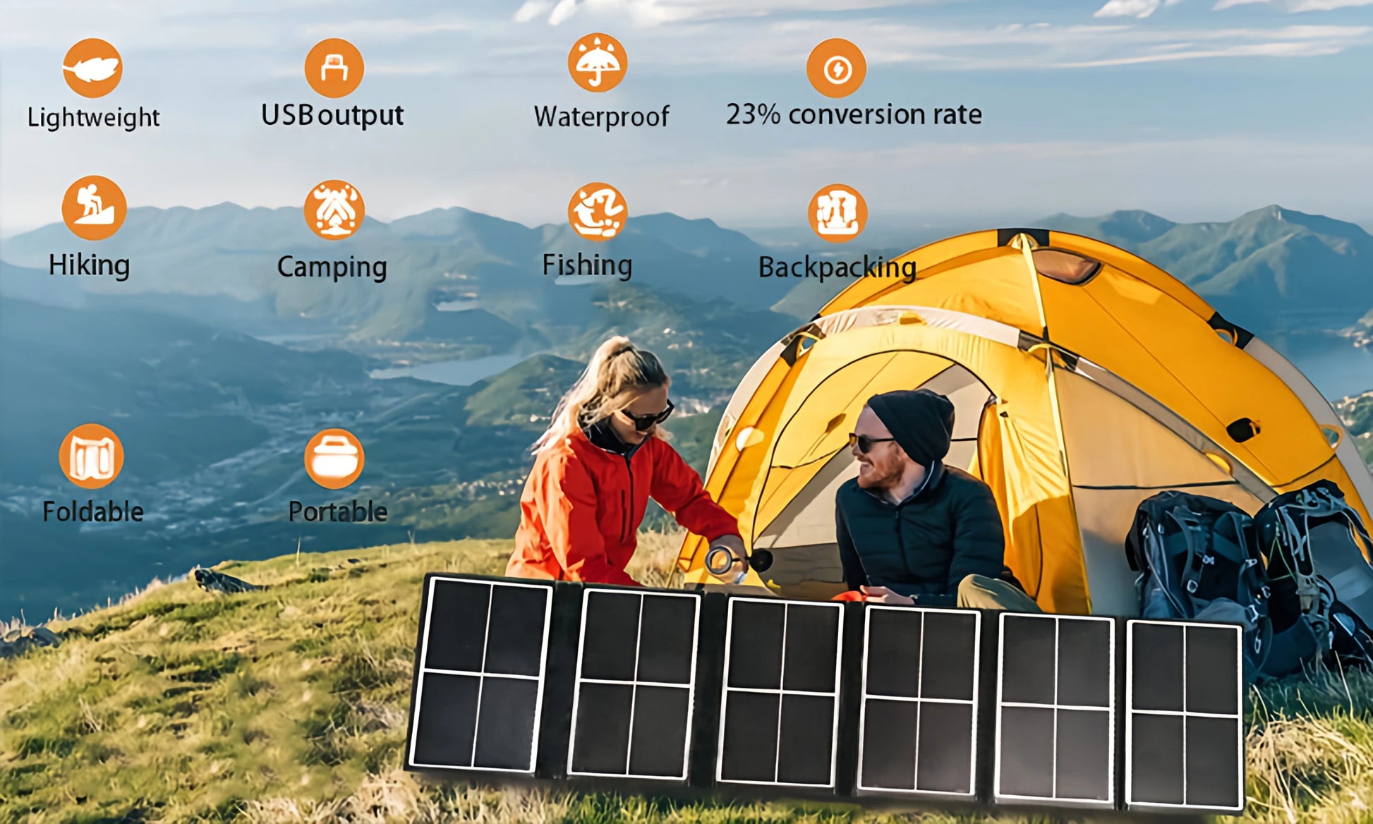 14W Portable Solar Panel Waterproof Solar Charger with High Efficiency for Outdoor Camping Hiking Travel Emergency Power Supply -  SolarFlares Generators