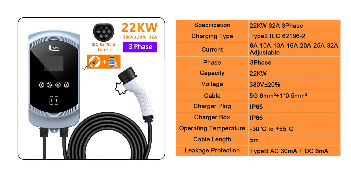 feyree 32A WiFi EV Wall Charger