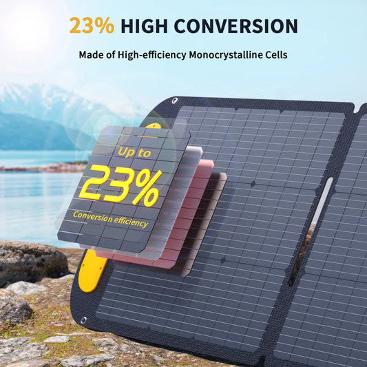 VTOMAN VS200 200W foldable solar panel with 4 monocrystalline panels and adjustable kickstands