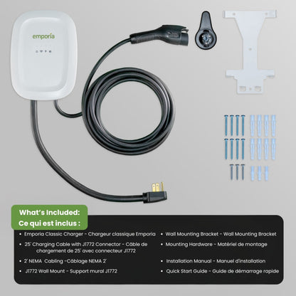 Emporia Classic EV Charger White 40A Level 2 Home Charging Station with J1772 Connector