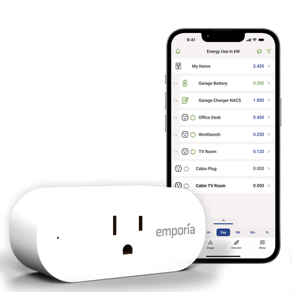 Emporia Smart Plug Wi-Fi Energy Monitoring Outlet 15A 1800W Smart Home Plug Alexa Google Compatible
