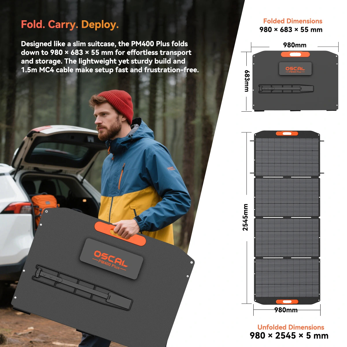 OSCAL PM400 Plus 400W Foldable Solar Panel for PowerMax 6000, 3600 & 2400