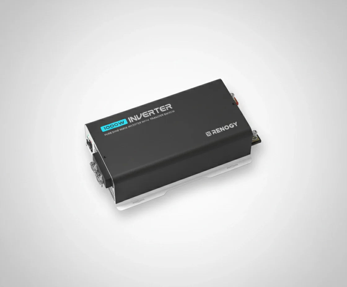 1000W pure sine wave inverter with transfer switch for solar generator systems on white background