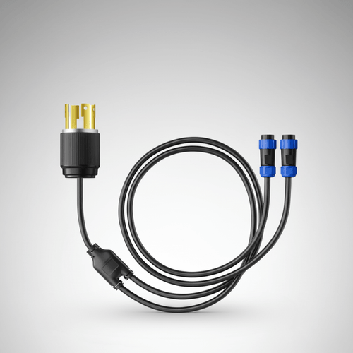 Solar generator extension cable with durable black wiring and blue connectors