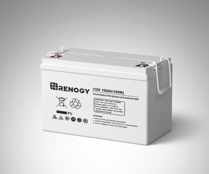 Renogy battery on a gray background