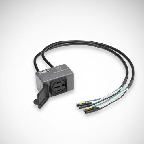 120V power outlet adapter with cover and wiring harness for SolarFlare Generators solar kits