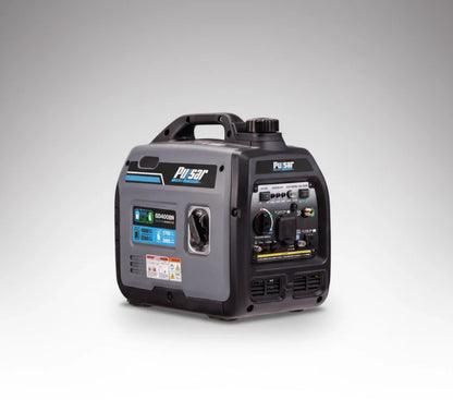 Portable solar generator with control panel and carrying handle on a neutral background