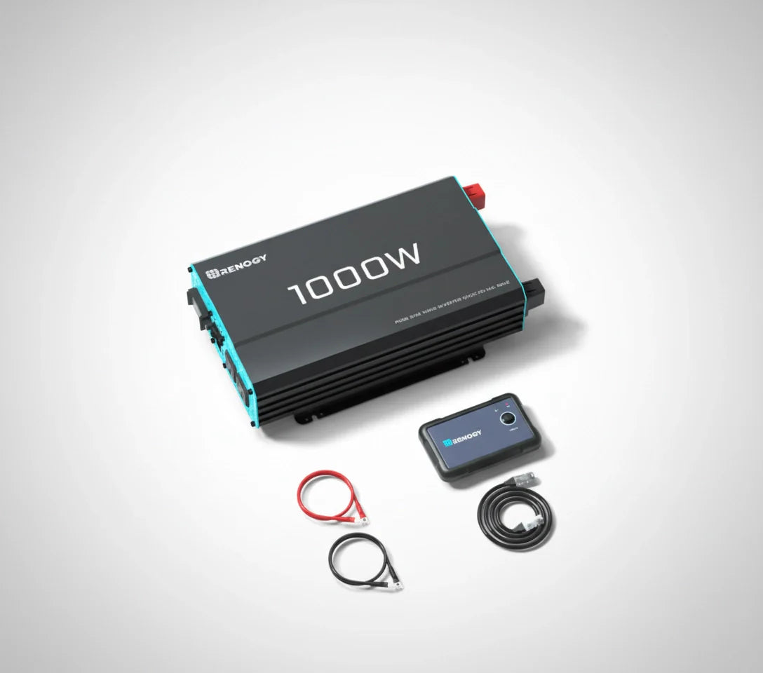 1000W power inverter kit with cables and remote, renewable solar energy accessory