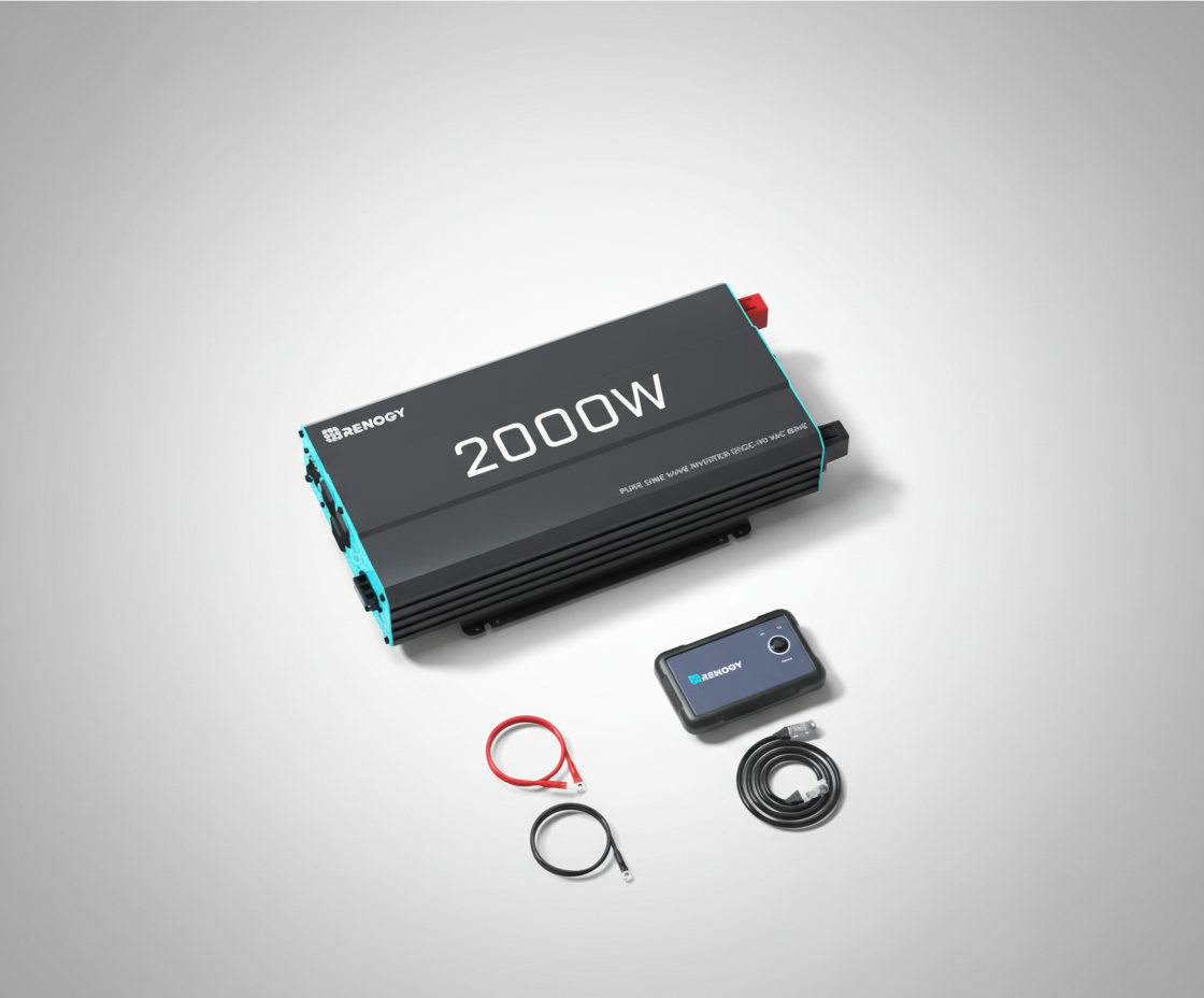 Renogy 2000W pure sine wave inverter kit for solar generators, with cables and remote